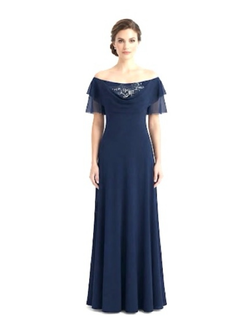 Parra Off-Shoulder Navy Evening Gown 16